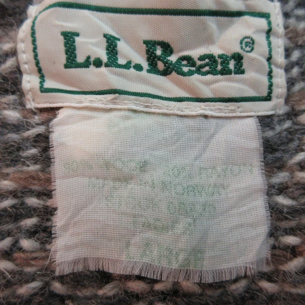 L.L. Bean Gray Patterned Nordic Wool Blend Cardigan Sweater - Picture 5 of 10